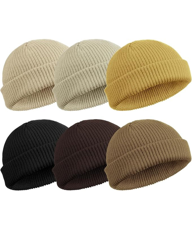 SATINIOR 6 Pieces Trawler Beanie Watch Hat Roll up Edge Skullcap Fisherman Beanie Unisex