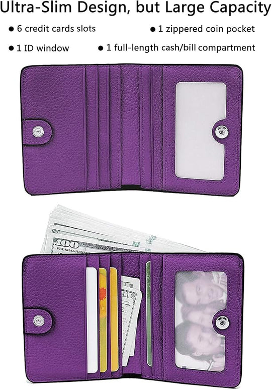 AINIMOER Small Leather Wallet for Women, Ladies Credit Card Holder RFID Blocking Women's Mini Bifold Pocket Purse