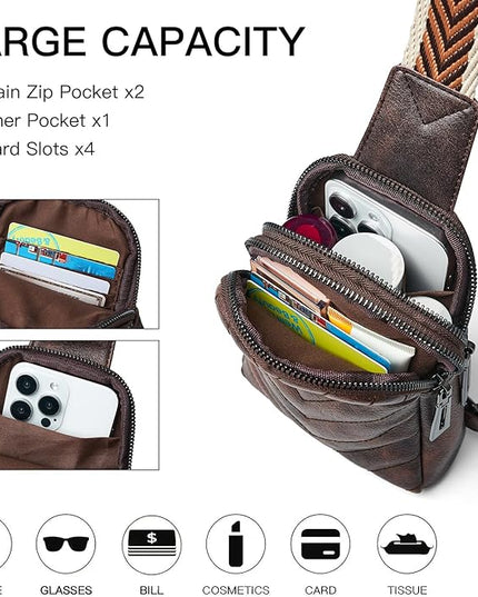 7L Sling Bag for Women Men Leather Small Sling Backpack Daypack Anti Theft Fanny Pack Crossbody Purse Travel