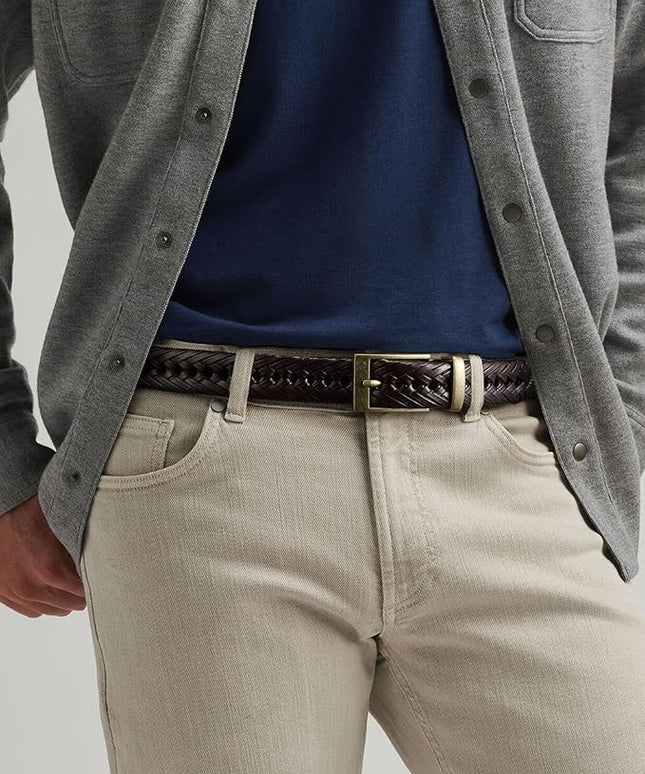 CHAOREN Leather Braided Belts for Men - 1 1/8" Mens Casual Woven Leather Belt for Dress Pant