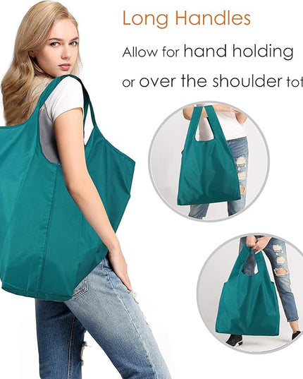 BeeGreen Marrs Reusable Grocery Bags Wholesale Gray Reusable Kitchen Bags Bulk Foldable-Machine Washable with Zipper Storage Pouch 10 Packs