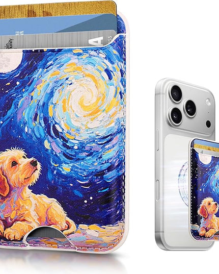 Magnetic Mag-safe Wallet Cell Phone Card Holder for Phone Case with Mag-Safe, Stronger Magnetic RFID Leather Phone Wallet Stick on for iPhone 17/16/15/14/13/12 Series, Fit 3 Cards