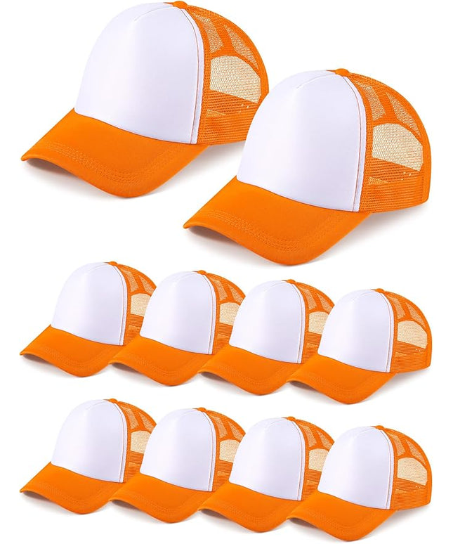 10 Pcs Sublimation Blank Trucker Hats Bulk Mesh Baseball Cap Polyester Mesh Trucker Hat for Men and Women