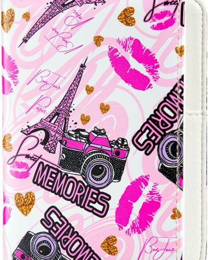 AIRMORS AirTag Passport Holder,Cute Travel Wallet RFID Blocking Anti-Lost Travel Essentials Family Passport Protector Case Credit Card Slots for Women(Eiffel Tower(with Airtag Holder))