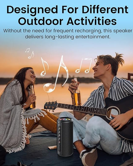 Portable Bluetooth Speaker, 2026 Bluetooth 5.4 Wireless Speaker with 20W HD Loud Stereo Sound, 20H Playtime, LED Lights, IP7, TWS Pairing, Built-in Mic, for Outdoor, Home, Beach, Party, Gift