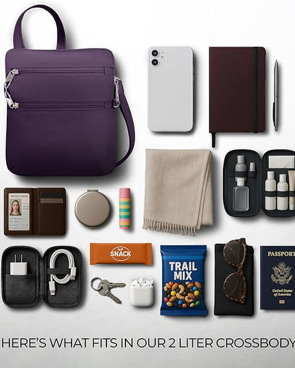 Travelon Anti-theft Classic Slim Double Zip Crossbody