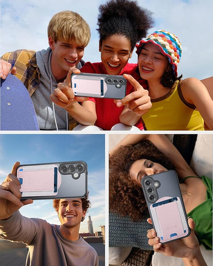 HiWe for MagSafe Wallet for Galaxy S25/S24 Series with Magnetic Case and iPhone 17/16/15/14/13/12 Series, No Case, 6 Cards Holder, RFID Leather Slim, Pink