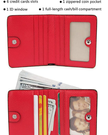 AINIMOER Small Leather Wallet for Women, Ladies Credit Card Holder RFID Blocking Women's Mini Bifold Pocket Purse
