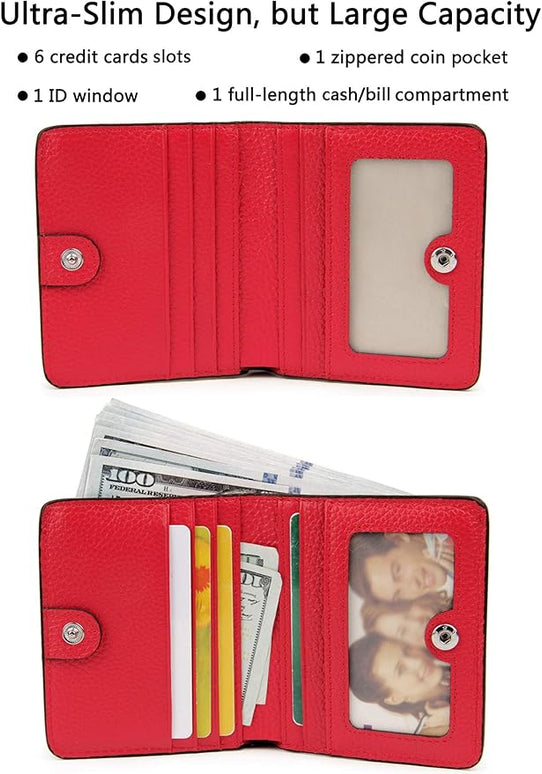 AINIMOER Small Leather Wallet for Women, Ladies Credit Card Holder RFID Blocking Women's Mini Bifold Pocket Purse