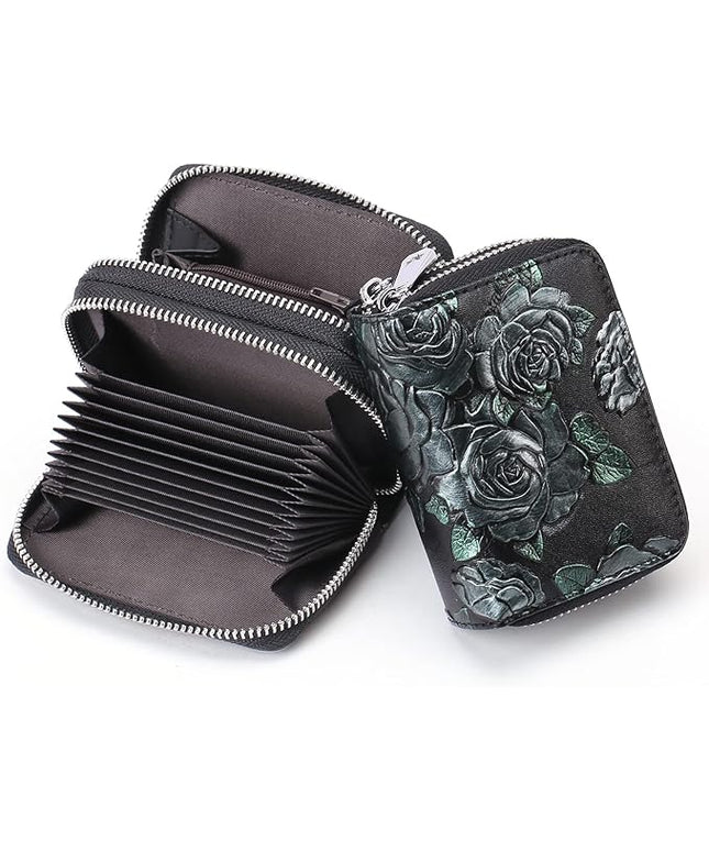 GOIACII Small Genuine Leather Wallet for Women, RFID Blocking Credit Card Holder Wallet