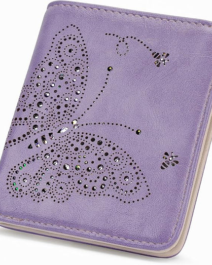 KITEVIUN Small RFID Wallet Women Ultra Thin Slim Womens Wallet Mini Compact Bifold Pocket Ladies Wallets for Women LIGHT-PURPLE