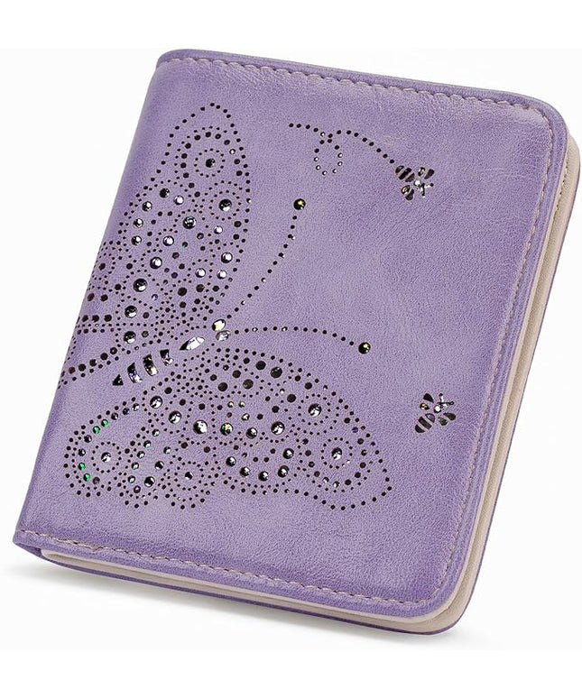 KITEVIUN Small RFID Wallet Women Ultra Thin Slim Womens Wallet Mini Compact Bifold Pocket Ladies Wallets for Women LIGHT-PURPLE