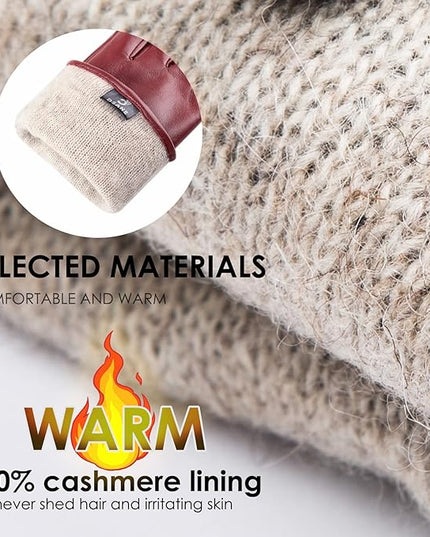 Womens Winter Leather Touchscreen Texting Warm Driving Lambskin Pure Genuine leather Gloves