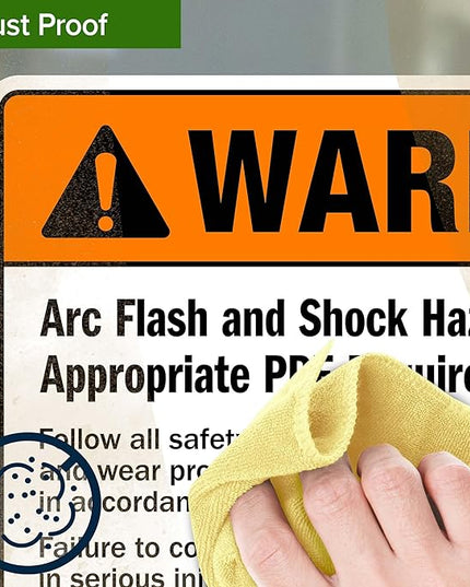Warning Arc Flash And Shock Hazard Appropriate PPE Required Sign, 10x7 Inches, 4 Mil Vinyl Decal Stickers Weather Resistant, Made in USA by My Sign Center