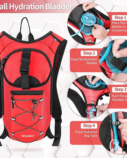 Hydration Backpack with Leak Proof Water Bladder, Lightweight Hydro Water Daypack for Rave, Cycling, Running, Hiking, Climbing