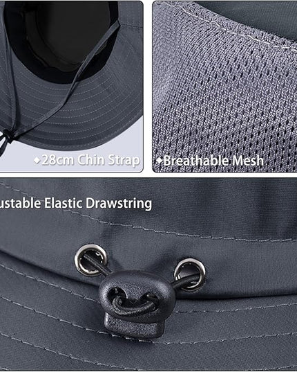 Cooling Sun Hat for Men Women,Wide Brim Bucket Hat Foldable Boonie Hat for Fishing Hiking Garden Safari Beach
