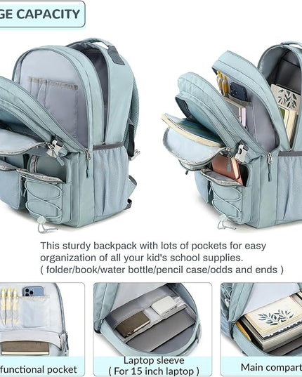 Lohol Multi-Pocket Backpack for Travel College, Heavy Duty Big Bookbag with 15.6 inch Laptop Compartment (Blue Pink Tie-Dye