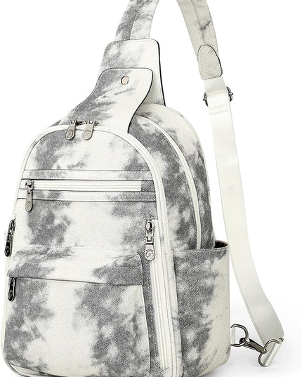 FADEON Large Sling Bag for Women, Leather Crossbody Purse Designer Anti Theft Sling Backpack, RFID Fanny Packs for Travel