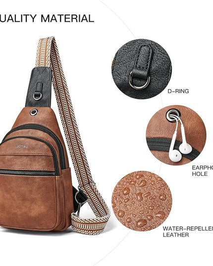Sling Bag For Women Faux Leather Small Casual Daypack Backpack Fanny Pack Crossbody Chest Bags Purse