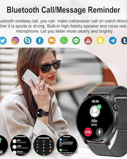 Smart Watch for Men Women Fitness: Make Answer Call Waterproof Digital Mens Watches Running Pedometer Smartwatch Android Phone iPhone Samsung Compatible Sleep SpO2 Heart Rate Monitor Step Tracker