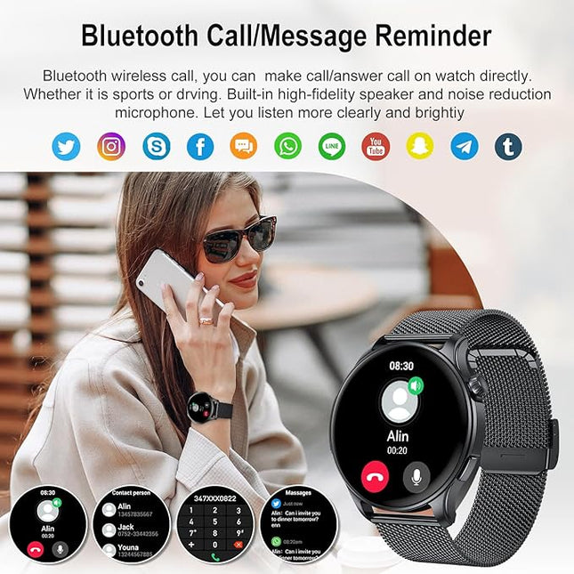 Smart Watch for Men Women Fitness: Make Answer Call Waterproof Digital Mens Watches Running Pedometer Smartwatch Android Phone iPhone Samsung Compatible Sleep SpO2 Heart Rate Monitor Step Tracker