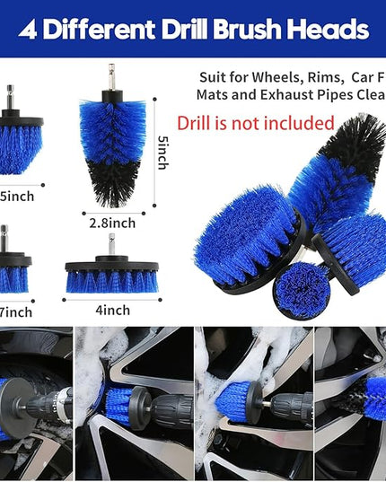 24Pcs Car Detailing Kit, Car Detailing Brush Set, Car Wash Cleaning Kit, Car Detailing Brushes, Professional Car Care Kit for Interior Exterior Wheels, Blue