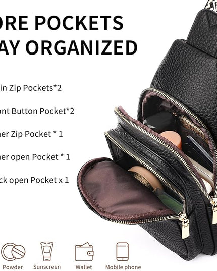 FALAN MULE Crossbody Bags for Women Trendy Leather Sling Chest Bag Fanny Packs for Women
