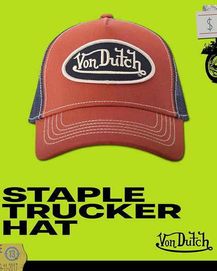 Von Dutch Unisex Trucker Hat - Curved Bill Mesh Back Retro Classic Adjustable Snapback Baseball Cap for Men and Women