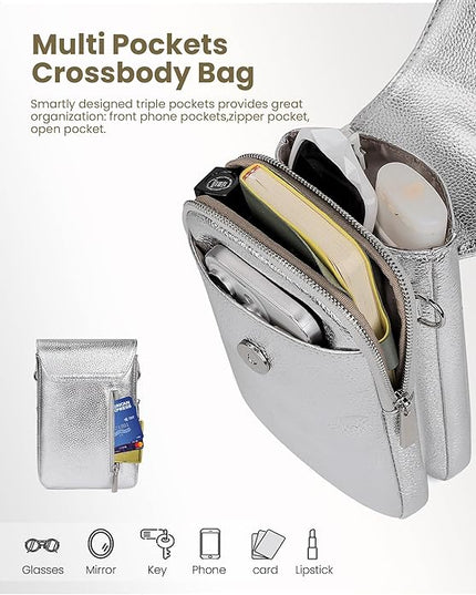 befen Genuine Leather Small Crossbody Bags for Women, Cell Phone Cross body Purse Bag with RFID Blocking Card Slots