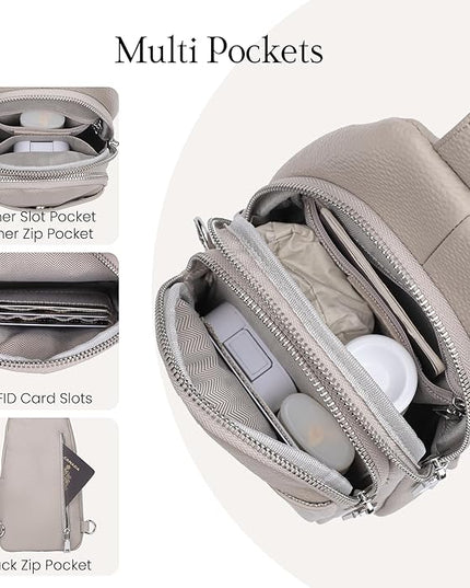 befen Genuine Leather Small Sling Bag for Women Anti-Theft Crossbody Chest Bags Fanny Packs for Travel with RFID Card Slots