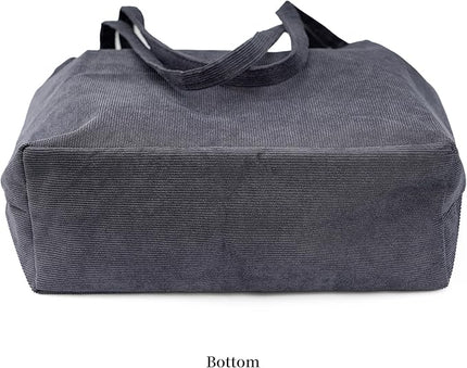 Corduroy Tote Bag Cute Tote Bags for Women Shoulder Bag with Inner Pocket for Work Beach Travel and Shopping Grocery