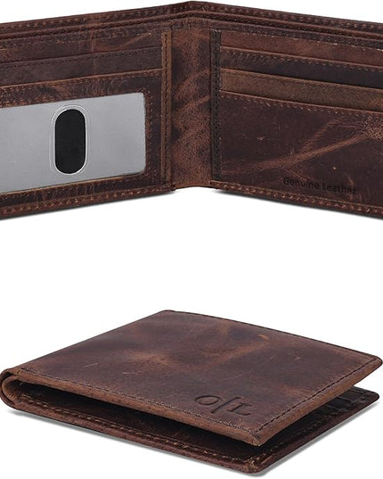Oak Leathers Slim Leather Wallet for Men - RFID Blocking Slim Minimalist Front Pocket - Thin & Stylish with ID Window, Gift For Men (Mocha)