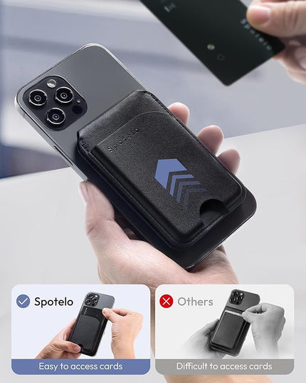 Magnetic Wallet for iPhone, Compatible with MagSafe Adjustable Stand Wallet, RIFD Blocking Leather Magnetic Card Holder for iPhone 17/16/15/14/13/12 Series, Not for iPhone 13/12 Mini(Black)