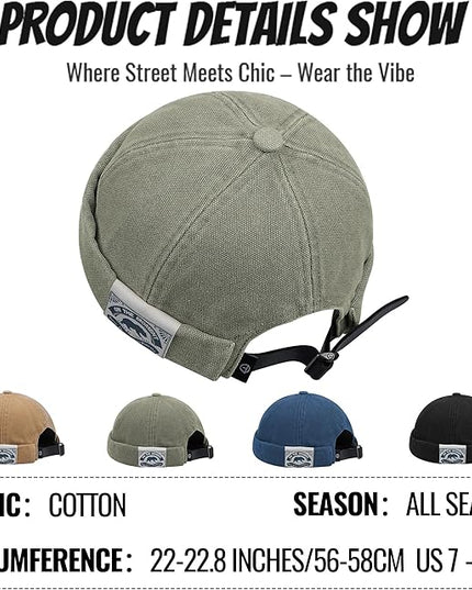 Croogo Denim Docker Hat Fashion Brimless Beanie Hat Retro Worker Skull Cap Rolled Cuff Sailor Cap Hip Hop Dancing Watch Cap