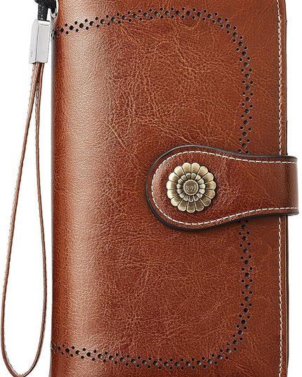 BOSTANTEN Leather Wallet for Women RFID Blocking Zip Around Credit Cards Holder Phone Clutch