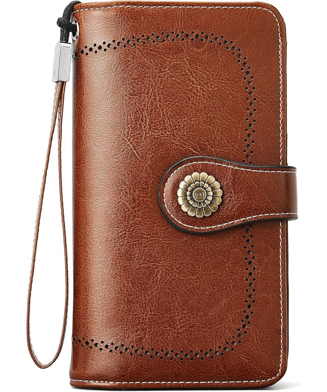 BOSTANTEN Leather Wallet for Women RFID Blocking Zip Around Credit Cards Holder Phone Clutch