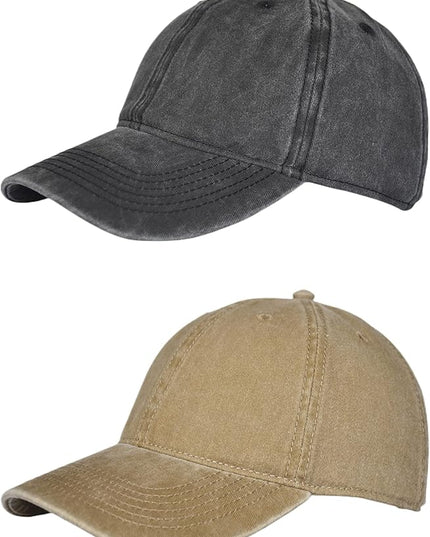YEANIY Vintage Washed Cotton Plain Baseball Caps Adjustable Unstructured Soft Blank Casual Dad Ball Hats for Men Women