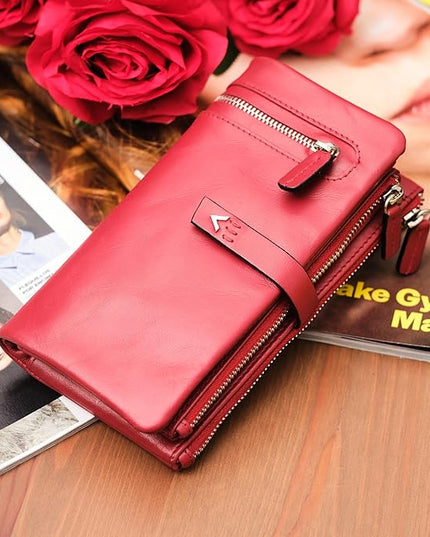 Lavalen Leather Purses for Women - Elegant Ladies Purse - RFID Wallet for Women - Leather Handcrafted Ladies Wallet - Small & Colourful with Coin Pocket & Cards - For daily Use - Box for Gift.