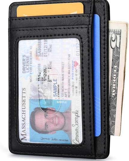 Buffway Slim Minimalist Front Pocket RFID Blocking Leather Wallets for Men and Women - Slate Black | Slim, Minimalist, Front Pocket, RFID Blocking