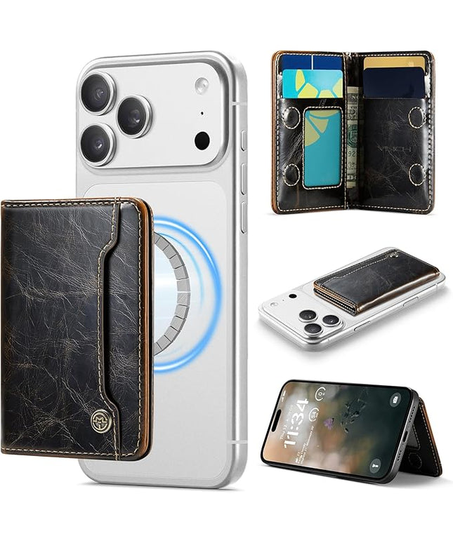Vinich for MagSafe Wallet Magnetic RFID Blocking Card Holder Compatible with MagSafe Phones and Cases, Strong Magnet Minimalist Phone Wallet for iPhone 17/16/15/14/13/12/Pro/Max/Plus, Luxury Coffee