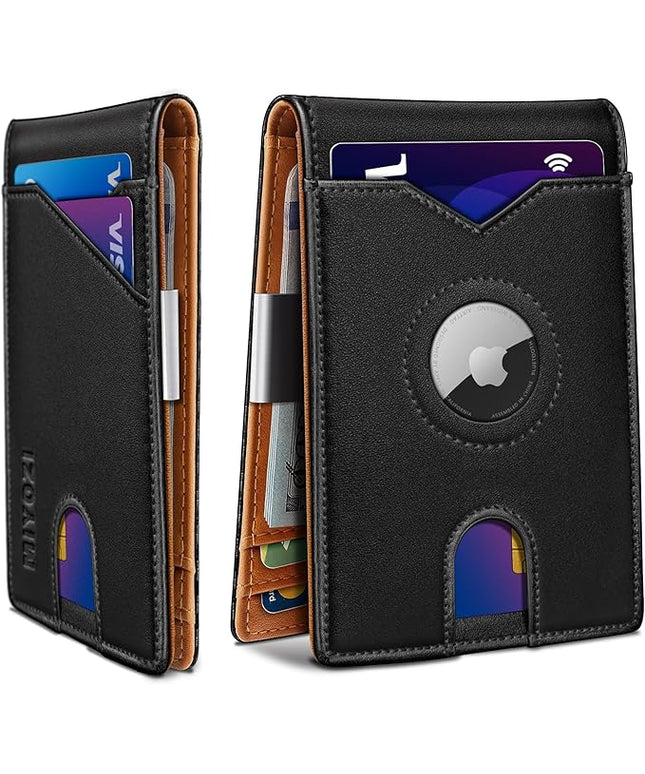 miyozi Airtag Wallet for Men,with Money Clip 11 Cards Slim Front Pocket Leather RFID Blocking Wallet with Gift Box