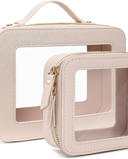 Travel Clear Makeup Bag Set, TSA Approved Cosmetic Bag Case with Zipper Portable Makeup Pouch Toiletry Bag Traveling Cosmetic Organizer Storage Bag Car Organizer Car Essentials