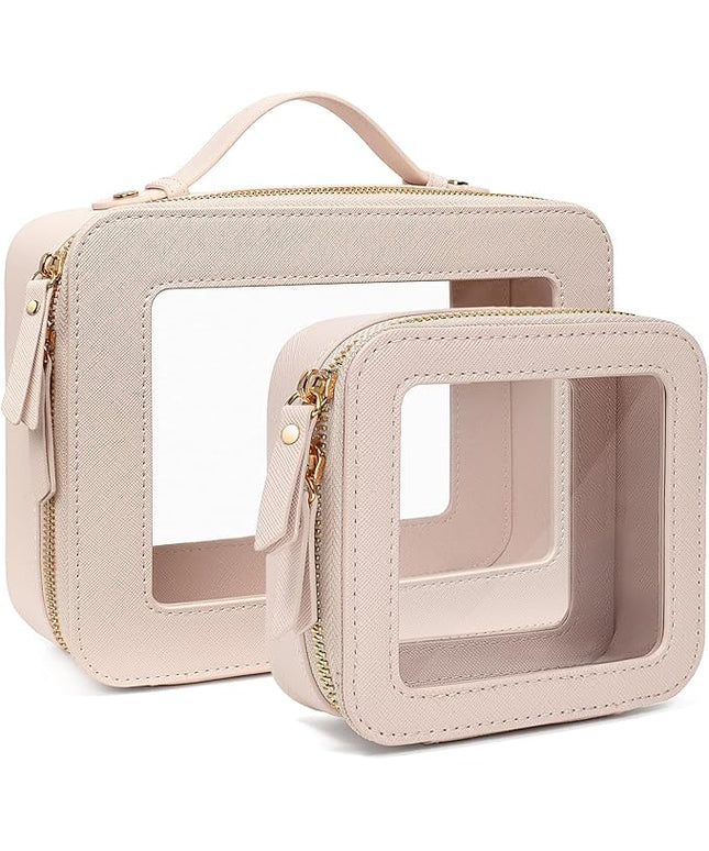 Travel Clear Makeup Bag Set, TSA Approved Cosmetic Bag Case with Zipper Portable Makeup Pouch Toiletry Bag Traveling Cosmetic Organizer Storage Bag Car Organizer Car Essentials