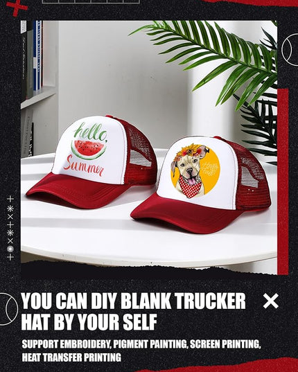 10 Pcs Sublimation Blank Trucker Hats Bulk Mesh Baseball Cap Polyester Mesh Trucker Hat for Men and Women