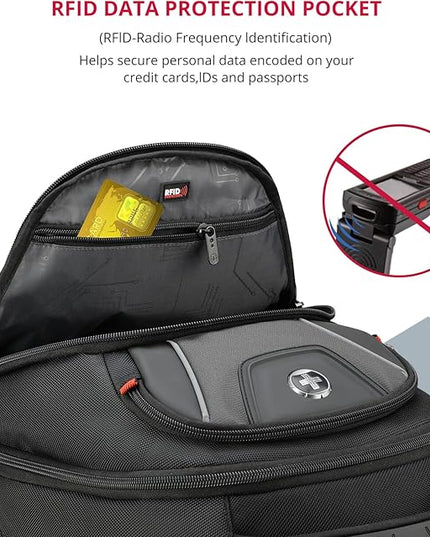 Swissdigital Design Men's Laptop Backpack for Man，Large Capacity Business Travel Backpack Black/Grey | J14-02