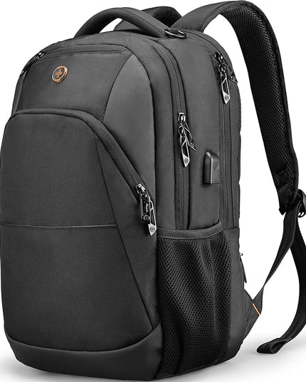 Swissdigital Design Travel Laptop Backpack, Laptops Backpack with USB Charging Port for Men Women Fits 16 Inch Notebook, Black | SD1670-01