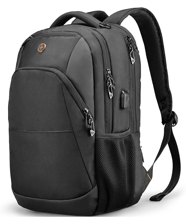 Swissdigital Design Travel Laptop Backpack, Laptops Backpack with USB Charging Port for Men Women Fits 16 Inch Notebook, Black | SD1670-01