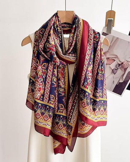 Fashion Scarves Scarf 100% Silk Feeling Scarf Silk Like Scarves Long Lightweight Sunscreen Shawls for Women