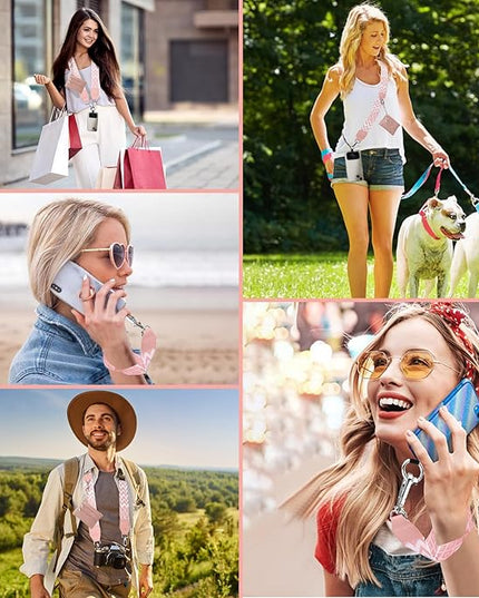 XANGNIER Clip and Go Strap for Phone with Wallet Crossbody, Phone Strap with Zippered Wallet, Adjustable Anti Theft Cellphone Lanyard for Women, Cellphone Chain Accessories,Multicolor 18