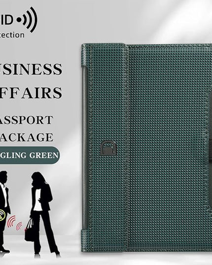 Passport Holder for Travel Essentials, RFID Blocking PU Leather Passport Wallet Cover Card holder Case Passport Book Holders for Women and Men, Dark Green